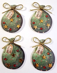 Santa's Sack Gemstone Glitter Accent Set of 4 Mark Richards Stickers - Picture 1 of 2