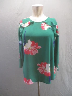 范海森 M 码女式花卉后锁眼长袖荷叶边别致衬衫 895 — 第 1/4 张图片