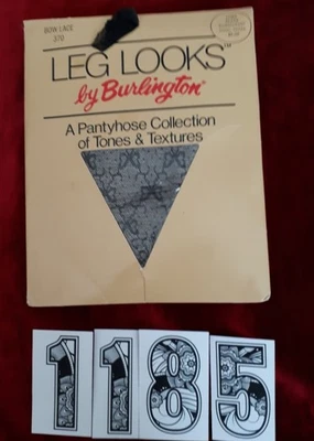 Burlington Leg Looks Bow Lace 370 Tights in BLACK Sz : Large Halloween Webs BNIP - Image 1 of 3