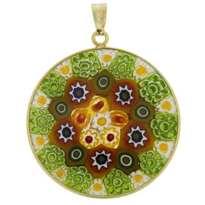 GlassOfVenice Murano Glass Millefiori Pendant in Gold-Plated Frame 1-1/4" - Picture 1 of 4