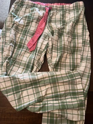 Exhilaration Women's Sleepwear Pants Size Medium Green Plaid With Pink - Image 1 of 4