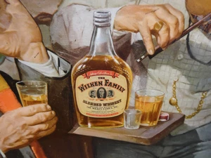 Large Vintage Sweet Music Wilken Family Whiskey Hy-Glo Plaque - Bar Tavern Adv. - Picture 1 of 9