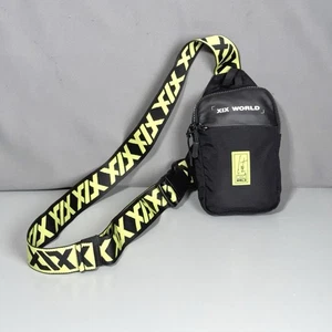 XIX WRLD Black Crossbody Sling Bag Neon Yellow Strap Streetwear Travel Pack - Bild 1 von 21