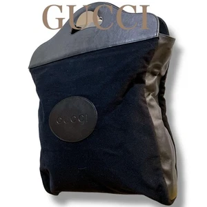 Bolso de Mano GUCCI Repujado Rectángulo Gamuza Cuero Negro Logo de Japón - Imagen 1 de 24