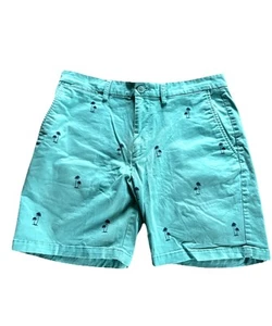 Old Navy Chino Shorts Mens 32”Ultimate Slim Stretch Twill Palm Trees Blue/Green - Picture 1 of 5