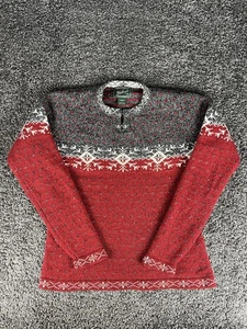 Damenpullover L Woolrich Lammwolle Nylon Zinnverschluss 9656 Rubin - Bild 1 von 10