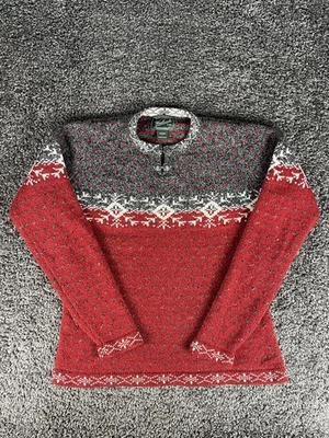 Womens L Woolrich Lamb's Wool Nylon Pewter Clasp Sweater 9656 Ruby - Image 1 of 4