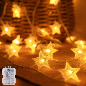 Luci Natale Esterno Batteria, 6M*40 Stelle Luci Albero Di Natale, IP65 Impermeab - Foto 1 di 12