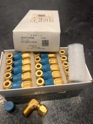 6MM OD X 1/4" NPT MALE SWAGELOK ELBOW B-6M0-2-4 BRASS COMPRESSION X 25 - Image 1 of 3