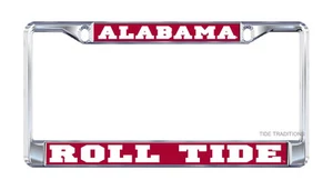 UNIVERSITY OF ALABAMA "ROLL TIDE" Chrome License Plate / Tag Frame - Picture 1 of 1