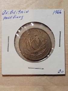 Great Britain 1/2 Penny coin, 1966. KM# 896, bronze. Queen Elizabeth II. - Picture 1 of 4
