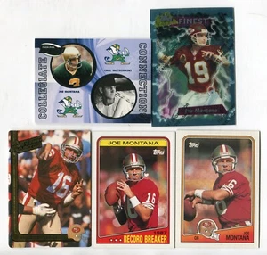 Lote de 5 tarjetas de fútbol americano Joe Montana HOF 49ERS KC Chiefs Notre Dame (lote 191) - Imagen 1 de 1