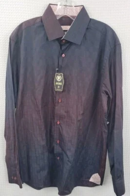 Camisa manga longa Avenue 21 mudança de cor preta/marrom botão para cima nova com etiquetas tamanho grande - Imagem 1 de 4