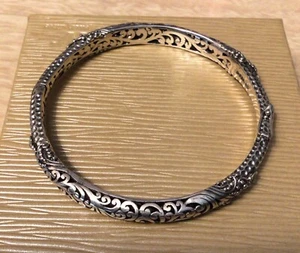 Sarda 925 Sterling Silver Bali Artisan Filigree Openwork Scroll Hinged Bracelet - Picture 1 of 5