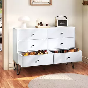 Bedroom 6 Drawer Dresser Chest of Drawers Clothing Organizer Storage Cabinet - Picture 1 of 15