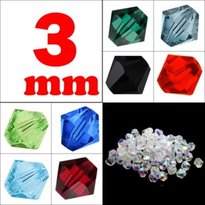50 Kristall Perlen Preciosa 3mm Rhomben Tschechische Bicone Glasperlen - Bild 1 von 16