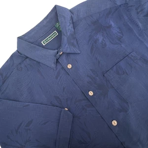 CUBAVERA Men's Sz XL Blue Tropical Hawaiian Short-Sleeve Button-Up Shirt Pocket - Picture 1 of 6