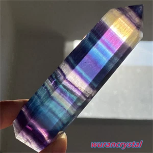 1pc Natural rainbown flourite obelisk Quartz Crystal wand point reiki Healing - Picture 1 of 10