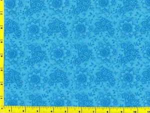 Dunkelblaue Blumen & Sträuße auf hellem Türkis Meterware CFLBLU03605 - Bild 1 von 1