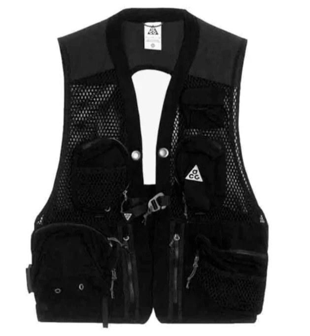 トップス NIKE ACG 90s TECH VEST Nike Acg Multiple Pockets Functional Vest Black White Splicing Sz