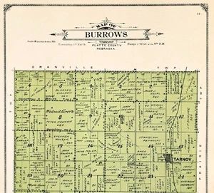 1918 TARNOV BURROWS NEBRASKA Plat Map PLATTE COUNTY ORIGINAL (15x11,5) - Bild 1 von 4