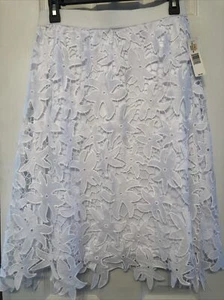 Falda para mujer New Directions blanca con cordones abiertos forrada con flores talla pequeña nueva con etiquetas - Imagen 1 de 4