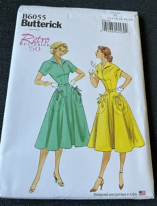 2021 Retro '50 Butterick Pattern B6055 Misses' Dress & Belt Sz 14-22 Uncut - Picture 1 of 5