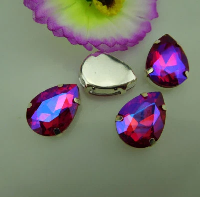 Ajustes plateados coser cristal estrás lágrima AB color tamaño elección Foto 1 de 2