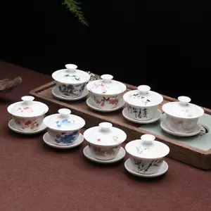 1pc 3.46" Chinese Kungfu Gaiwan Tea Brewer Bowl Lid Cup Saucer Porcelain Tureen - Picture 1 of 20