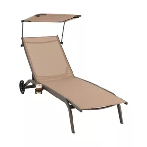 Patio Outdoor Chaise Lounge Chair Pool Recliner Chair w/Heavy-Duty Metal Frame - Picture 1 of 9