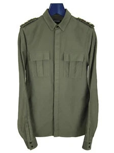 Balmain Khaki Twill Military Shirt AW14 sz. 37 XS - Picture 1 of 12