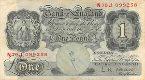 UK / England 1 Pound ND. 1955 Series N 79 J Circulated Banknote BB5 - Picture 1 of 2