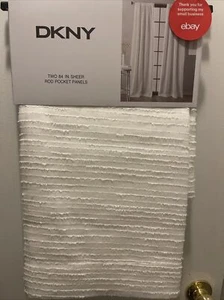 DKNY BOULEVARD Window Panels Curtains Drapes Decor White 50 x 84” Textured NEW - Picture 1 of 6