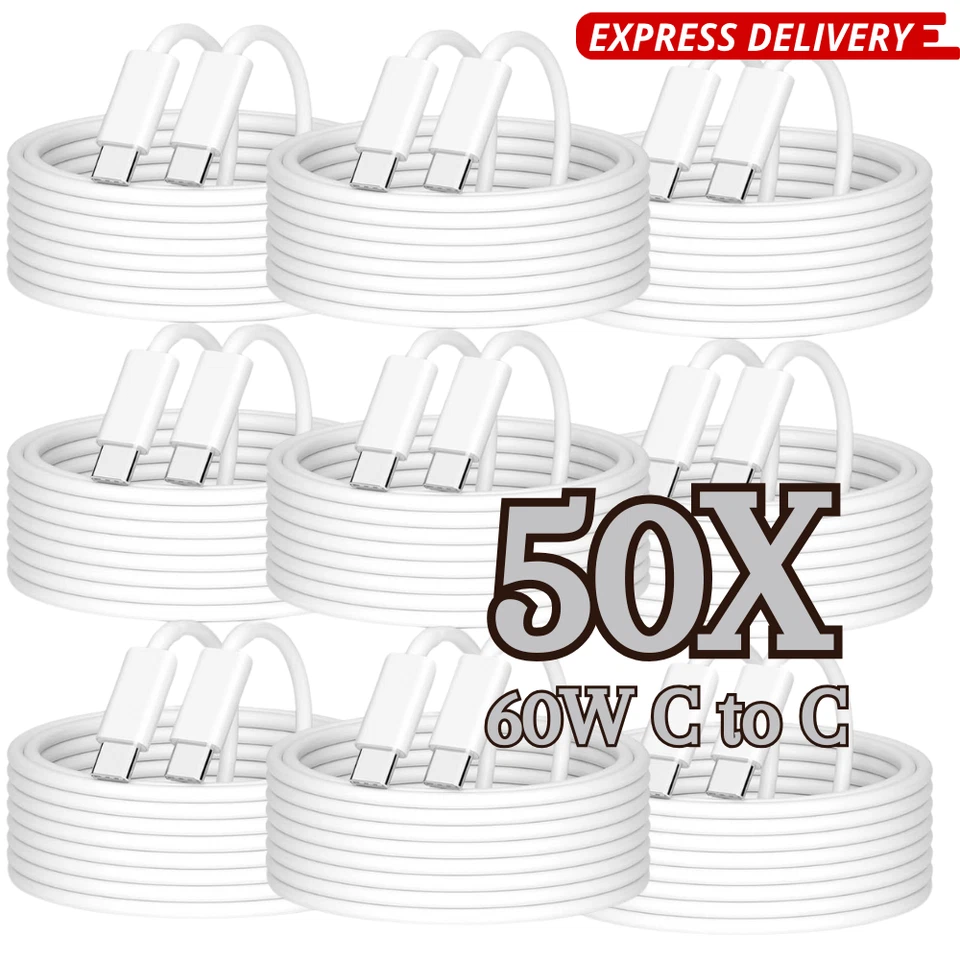 50X 60W Type C To USB C Cable Fast Cord For iPad Mini/Macbook Pro/iPhone 15 16 - Image 1 of 4