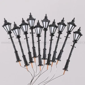 10 PIEZAS Modelos a Escala 1:50 Trenes Postes de Luz de Metal Con Cable Iluminación LED Lámparas de Calle - Imagen 1 de 5