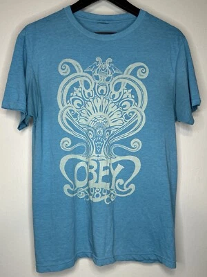 Vintage Y2K Obey Propaganda Made In USA T Shirt Size M Turquoise  - Image 1 of 4