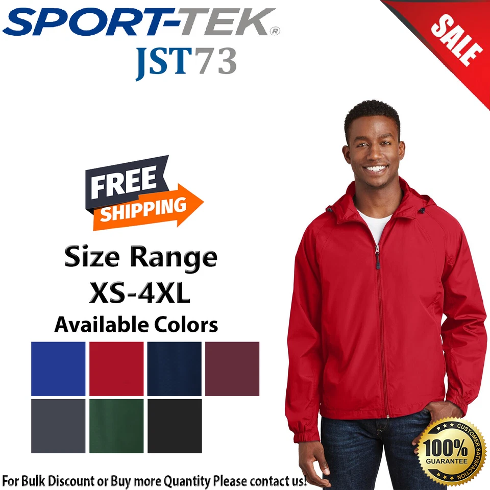 Chaqueta raglán ligera con capucha y bolsillos Sport-Tek para hombre manga larga JST73 Foto 1 de 1
