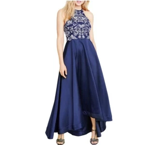 Speechless Junior 7 Navy Blue Sparkle Halter Hi Low Evening Gown Dress NWT BD12 - Picture 1 of 5