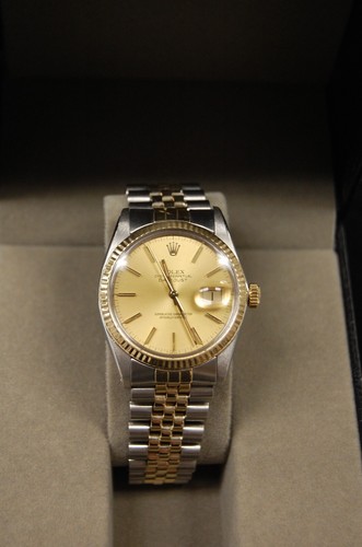 Rolex Date Just 16013 18KT/SS Jubilee Bracelet with Gold Bezel VINTAGE 1979