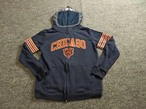Chicago Bears Sweatshirt Boy's Medium Blue Hoodie Full Zip Cotton FLAWS NFL * - Picture 1 of 14