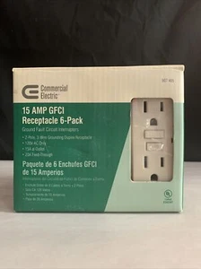 Commercial Electric 15 amp GFCI Receptacle 6 pack 2-Pole 3-Wire Grounding Duplex - Picture 1 of 8