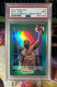 2022 CIRYL GANE PANINI PRIZM UFC FLASHBACK GREEN PRIZM PSA 9