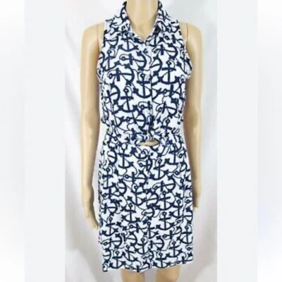 Rachel Roy Blue and White Patterned Sz 4 Dress nautical cut out - Изображение 1 из 4