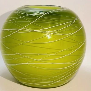 Blackhawk Marketing Handblown String Green Art  Glass Vase EUC - Picture 1 of 5