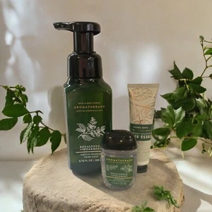 Bath & Body Works Aromatherapy Eucalyptus Spearmint foaming Hand Soap Cream pock - Picture 1 of 2