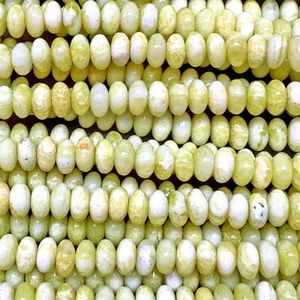 Lemon Serpentine 6x3mm Rondelle Semi Precious Stone Beads Q50 Beads per Pkg - Picture 1 of 2