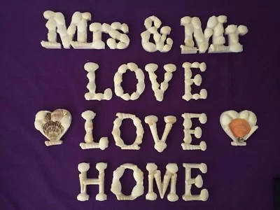 Wooden Shell Words - Wedding Decorations - Love - Hearts - Home - Image 1 of 4