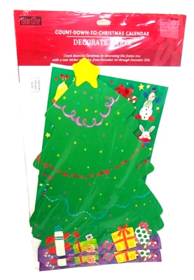 Christmas Tree Advent Calendar Hallmark Christmas Card  Stickers New  wrap tear - Image 1 of 4