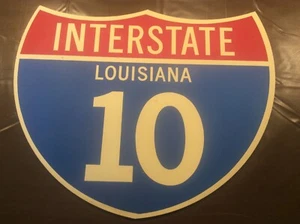 Vintage USA American Road Street Sign Louisiana Interstate 10 Americana Mancave  - Picture 1 of 3