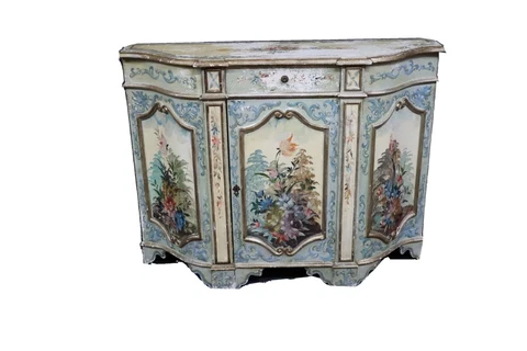 Antique Italian Painted Shabby Chic Floral Sideboard/Credenza/Commode Cover